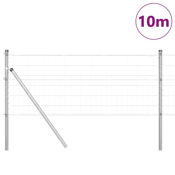 vidaXL Gjerde med stolpe s&oslash;lv 0,6 x 10 m St&aring;l og PVC