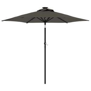 vidaXL Hageparasoll med LED og st&aring;lstang antrasitt 225x225x212 cm