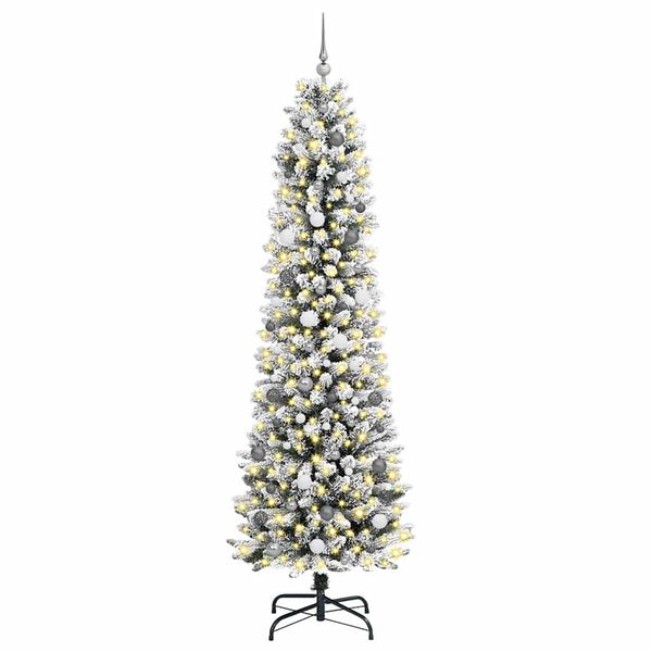 vidaXL Kunstig juletre med 300 LED Hvit 240 cm PVC og Metall og Plast