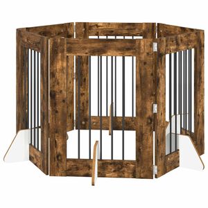 vidaXL Hundegate med stender 6 pcs R&oslash;kt Eik 60 x 80 cm Konstruert tre