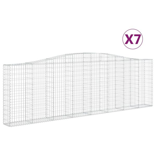 vidaXL Gabionkurver buede 7 stk 400x30x120/140 cm galvanisert jern