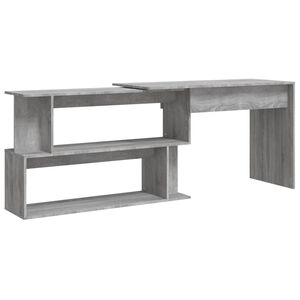 vidaXL Hj&oslash;rnepult gr&aring; sonoma 200x50x76 cm konstruert tre