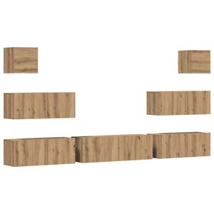 vidaXL TV-skapsett 7 deler veggmontert artisan eik konstruert tre
