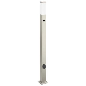 vidaXL Pullertlampe med sensor og stikkontakt 110 cm rustfritt st&aring;l IP44