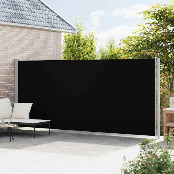 vidaXL Uttrekkbar sidemarkise 200x600 cm svart