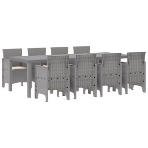 vidaXL Hage Spisegruppe 9 pcs Hvit Polt rattan