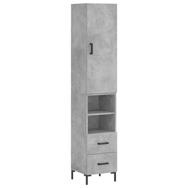 vidaXL Highboard betonggr&aring; 34,5x34x180 cm konstruert tre