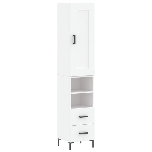 vidaXL Highboard hvit 34,5x34x180 cm konstruert tre