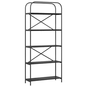 vidaXL Bokhylle 5 niv&aring;er 80 x 30 x 183 cm Konstruert tre Svart Eik