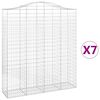 vidaXL Gabionkurver buede 7 stk 200x50x220/240 cm galvanisert jern