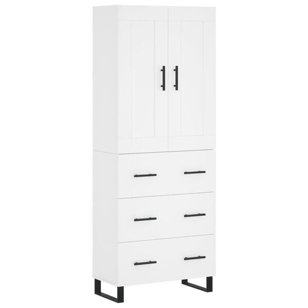 vidaXL Highboard hvit 69,5x34x180 cm konstruert tre
