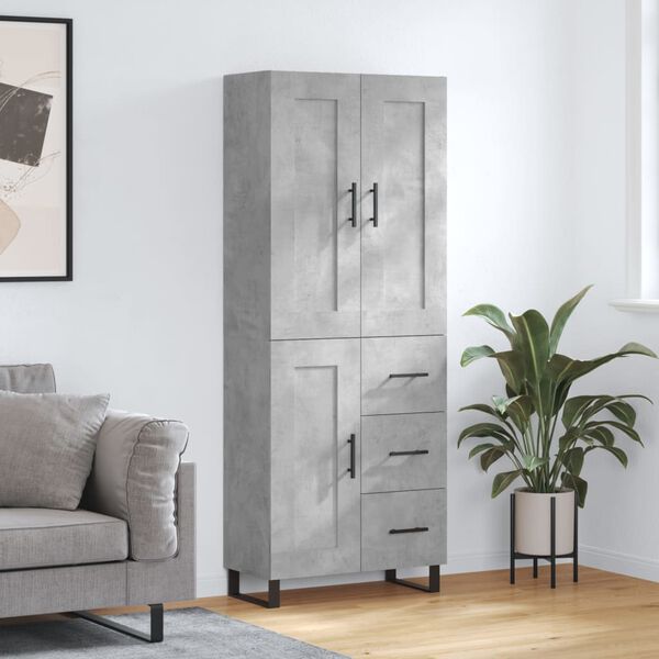 vidaXL Highboard betonggr&aring; 69,5x34x180 cm konstruert tre
