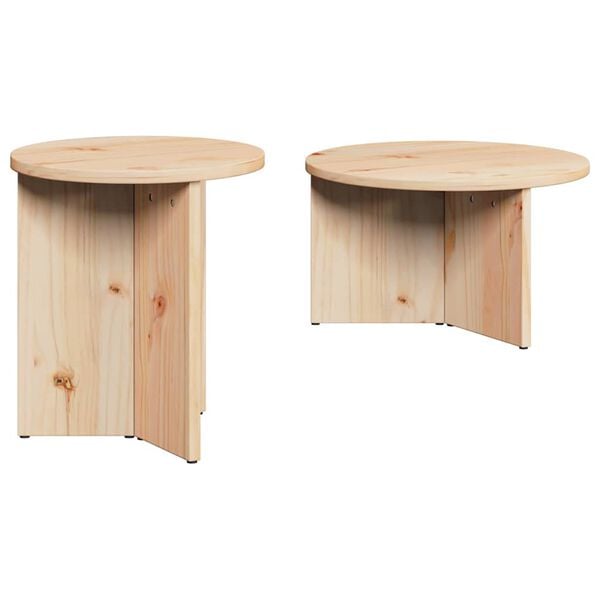 vidaXL Kaffebord 2 pcs Naturlig Massivt furutre