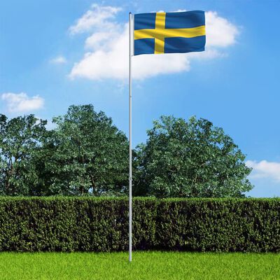 vidaXL Svensk flagg og stang aluminium 6 m