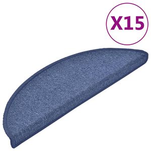 vidaXL Trappematter 15 stk 56x17x3 cm bl&aring; halvrund