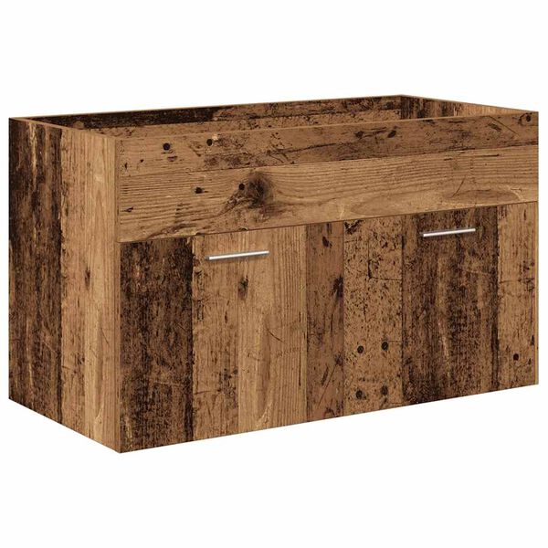 vidaXL Vaskskap med innebygd vask og kran gammelt tre