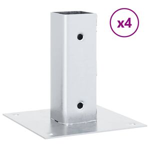 vidaXL Stolpebunner firkantet 4 stk s&oslash;lv 46x46 mm galvanisert st&aring;l