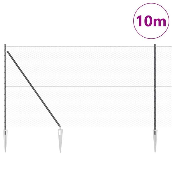 vidaXL Gjerdep&aring;le Gr&aring; 10 x 1,6 m (36 mm nett) St&aring;l og PVC