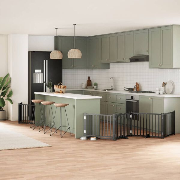 vidaXL Hundeport sammenleggbar 10 paneler svart 800 cm poppeltre