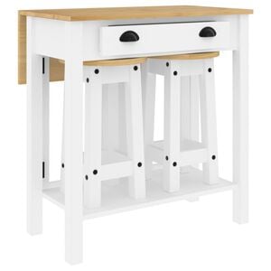 vidaXL Barsett 3 deler hvit heltre furu