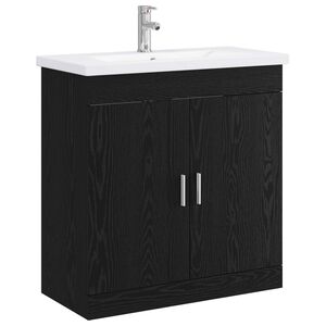 vidaXL Baderomsinnredningssett Svart eik 81 x 40 x 84,5 cm