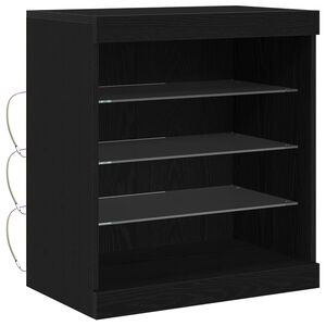 vidaXL LED sideboard Svart Eik 60,5 x 37 x 67 cm Konstruert tre