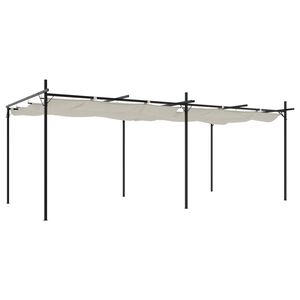 vidaXL Pergola med uttrekkbar tak kremhvit 589x292x230 cm
