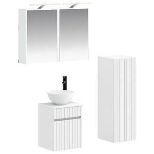 vidaXL Baderomsinnredningssett 4 pcs Hvit Konstruert tre og glass