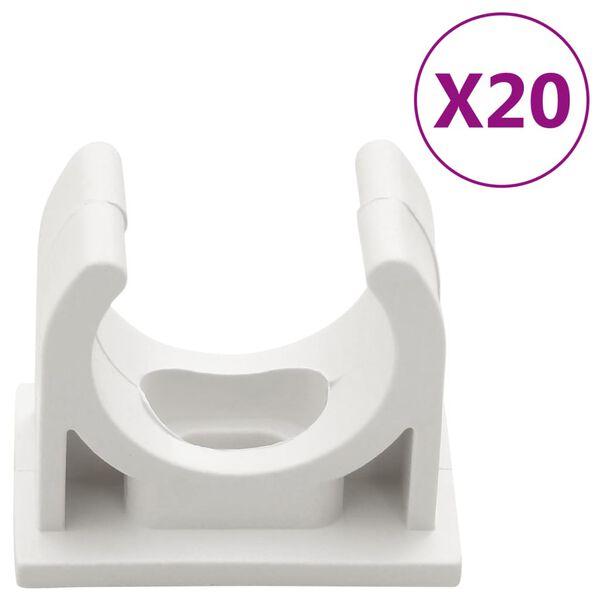 vidaXL Kabelkanaler med klips Ø20 mm 10 m PVC