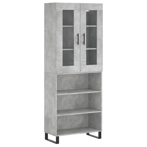 vidaXL Highboard betonggr&aring; 69,5x34x180 cm konstruert tre