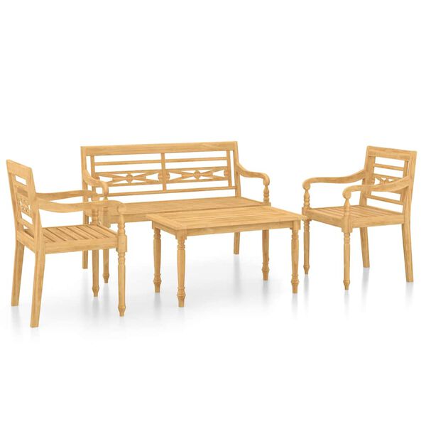 vidaXL Hagesofagruppe 4 deler heltre teak