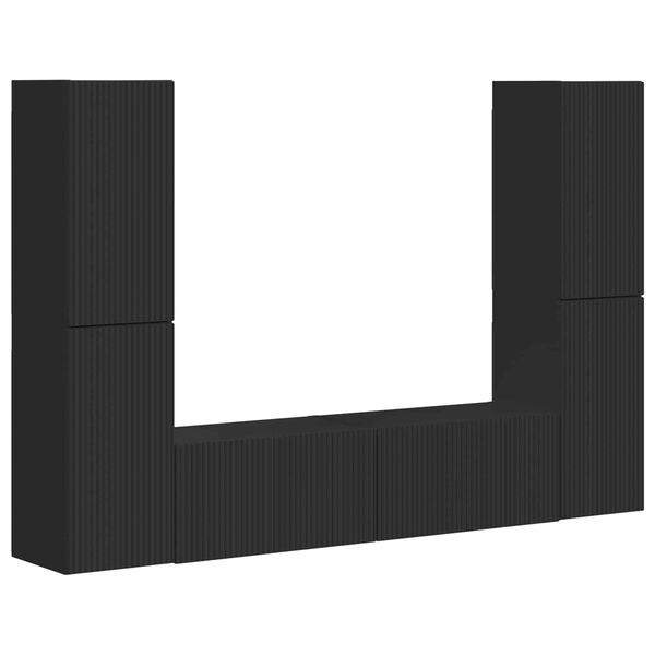 vidaXL TV-benksett 6 pcs Svart Konstruert tre