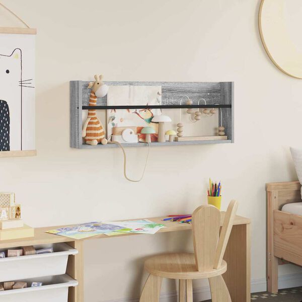 vidaXL Magasinreol med hylle Gr&aring; Sonoma 80 x 12 x 30 cm Konstruert tre