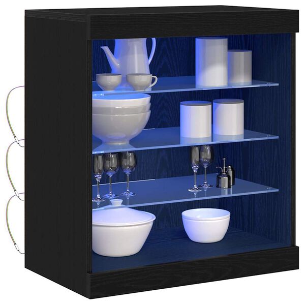 vidaXL LED sideboard Svart Eik 60,5 x 37 x 67 cm Konstruert tre