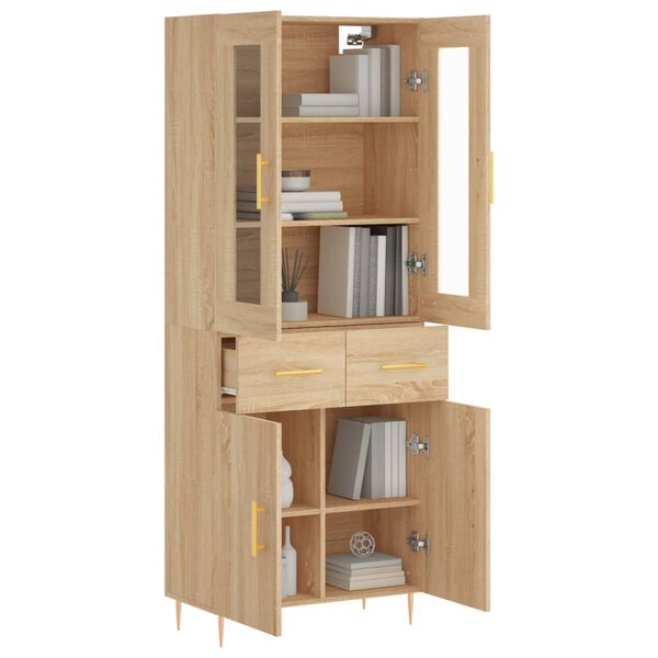 vidaXL Highboard sonoma eik 69,5x34x180 cm konstruert tre