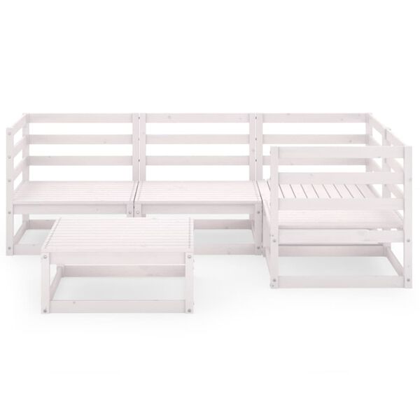 vidaXL Hagesofagruppe 5 deler hvit heltre furu