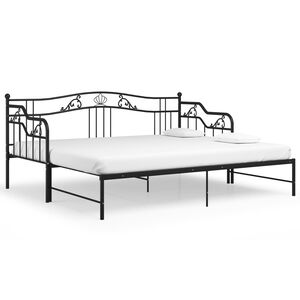 vidaXL Uttrekkbar ramme til sovesofa svart metall 90x200 cm