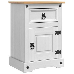 vidaXL Nattbord med skuff Corona Hvit 45 x 35 x 64 cm Massiv furu