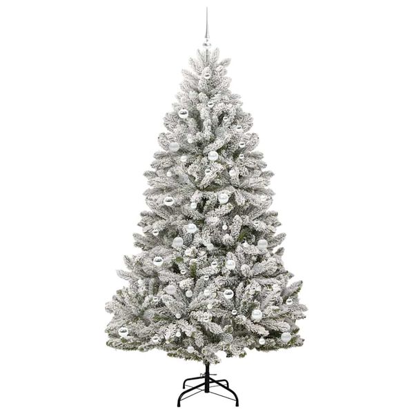 vidaXL Kunstig juletre med 300 LED Gr&oslash;nn og hvit 210 cm PVC og metall