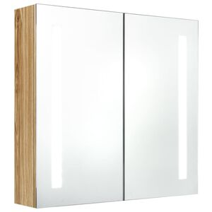 vidaXL LED-speilskap til bad eik 62x14x60 cm