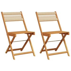 vidaXL Klappstoler 2 stk. beige heltre akasie og tau