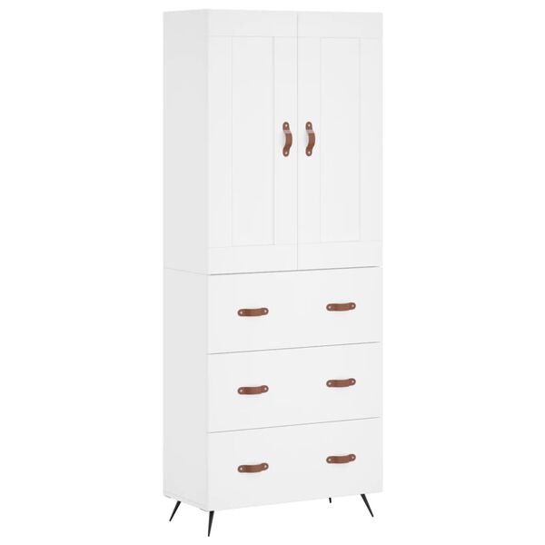 vidaXL Highboard hvit 69,5x34x180 cm konstruert tre