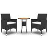 vidaXL Hagebistrosett 3 deler polyrotting og heltre svart