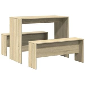 vidaXL Sett med spisebord og benker 3 deler sonoma eik konstruert tre
