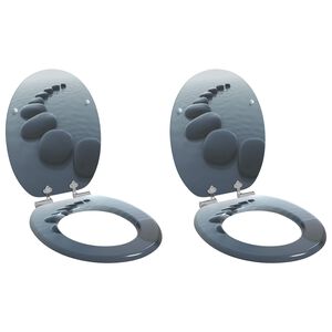 vidaXL Toalettsete 2 pcs Gr&aring; 44 x 38 cm MDF-plater