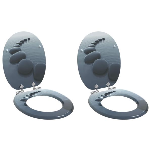 vidaXL Toalettsete med myk lukkefunksjon 2 stk MDF steindesign