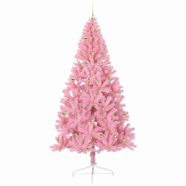 vidaXL Kunstig Forhåndsopplyst Juletre med 300 LED Rosa 240 cm PVC