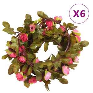 vidaXL Blomsterkranser 6 stk rose 215 cm