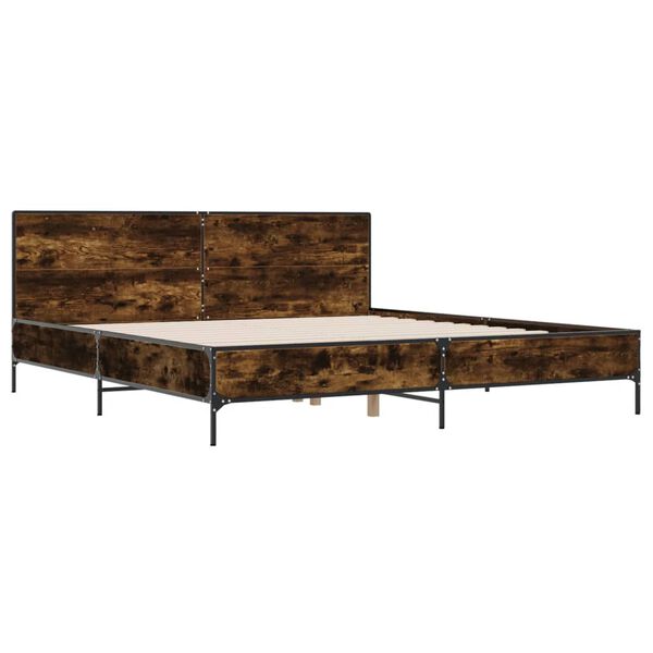 vidaXL Sengeramme r&oslash;kt eik 200x200 cm konstruert tre og metall
