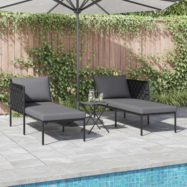 vidaXL Solseng med pute 2-person Antrasitt 115 x 153 x 69.5cm Stål